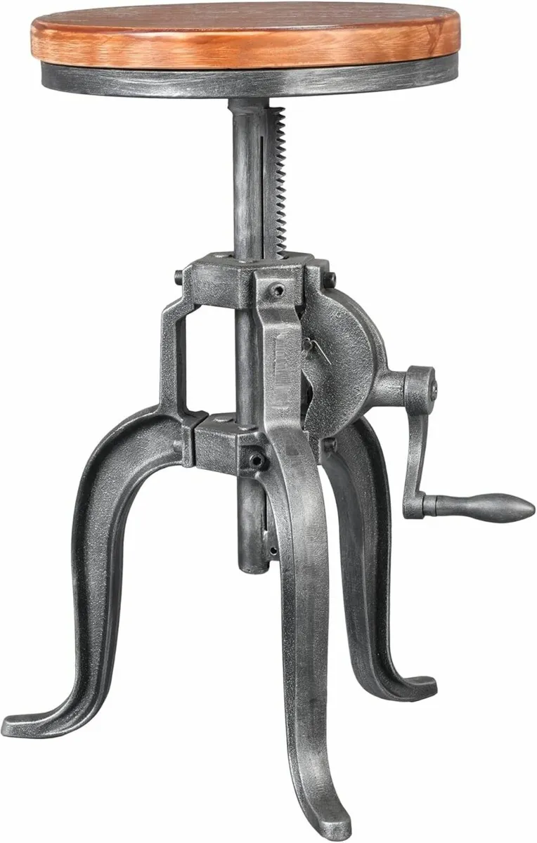 Antique Industrial DIY Crank Stool Cast Iron - Image 3