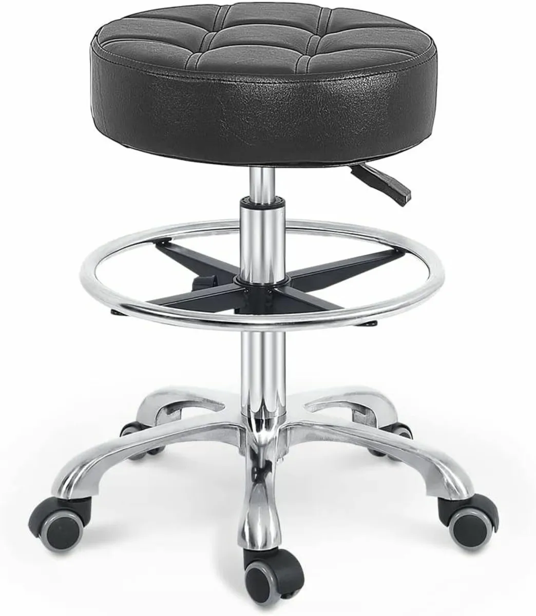 Adjustable Rolling Stool Chair with Wheels for - Image 1