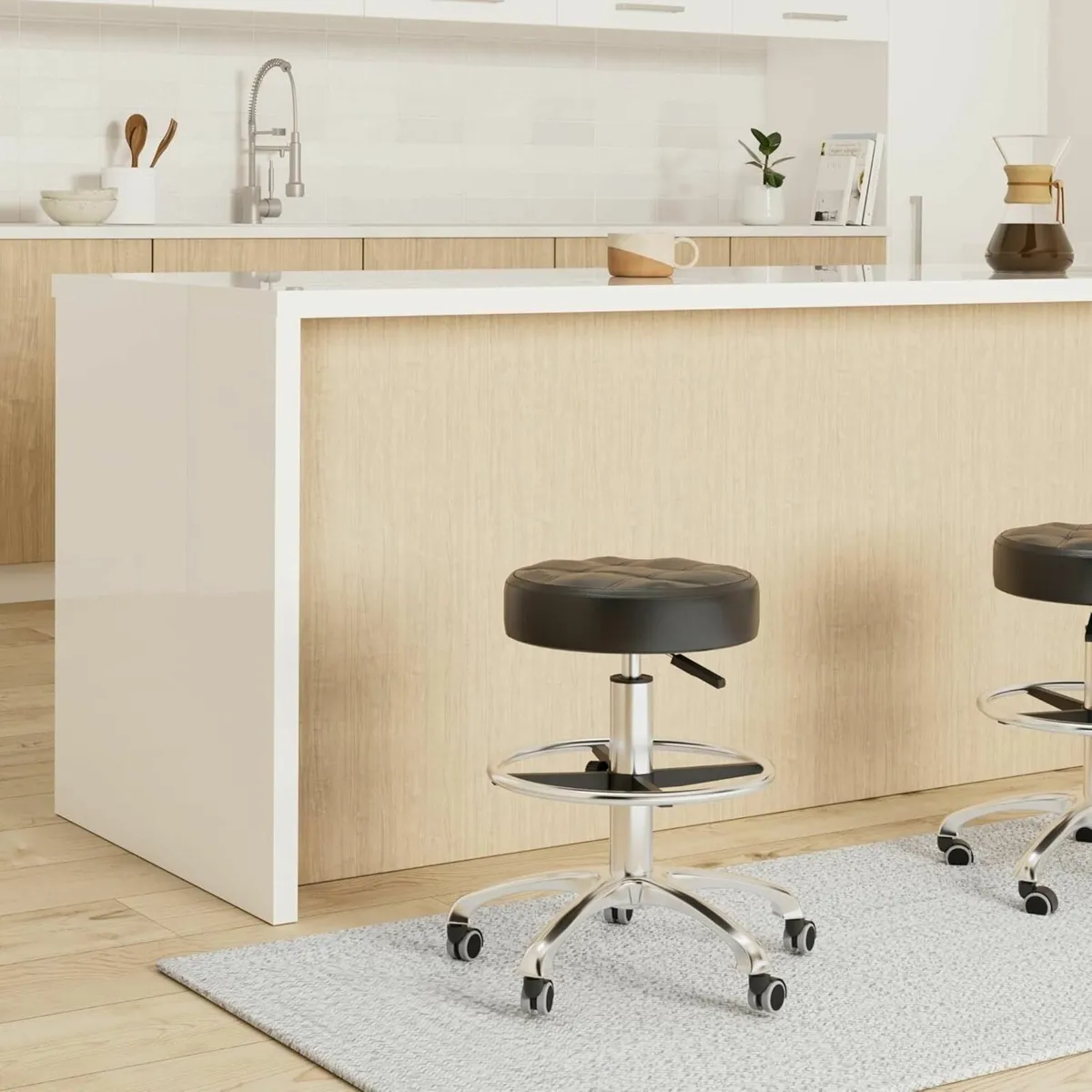 Adjustable Rolling Stool Chair with Wheels for - Image 2