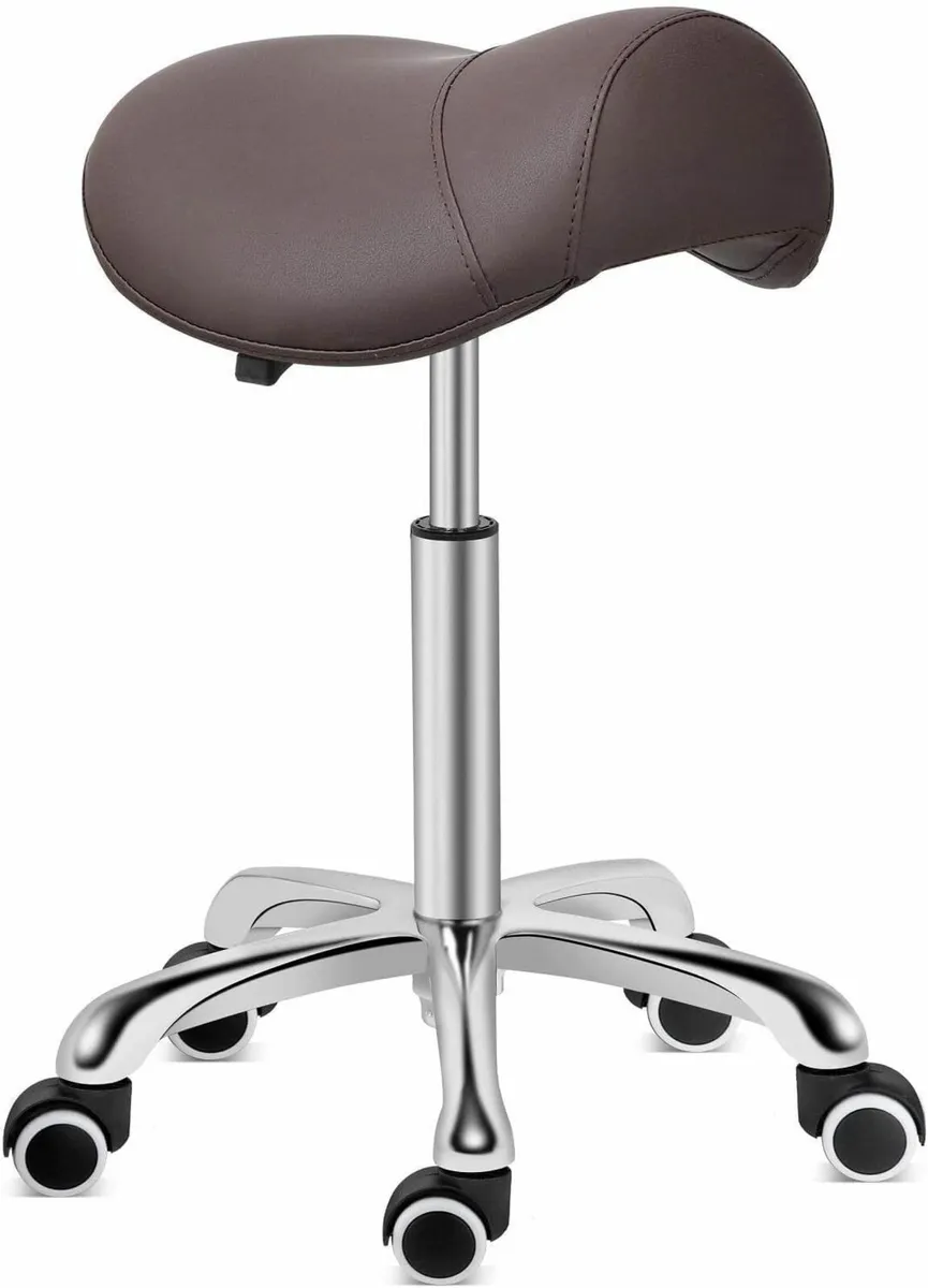 Saddle Stool Rolling Swivel Height Adjustable - Image 1
