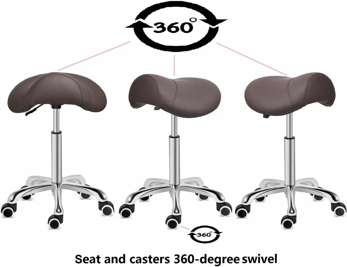 Saddle Stool Rolling Swivel Height Adjustable - Image 3