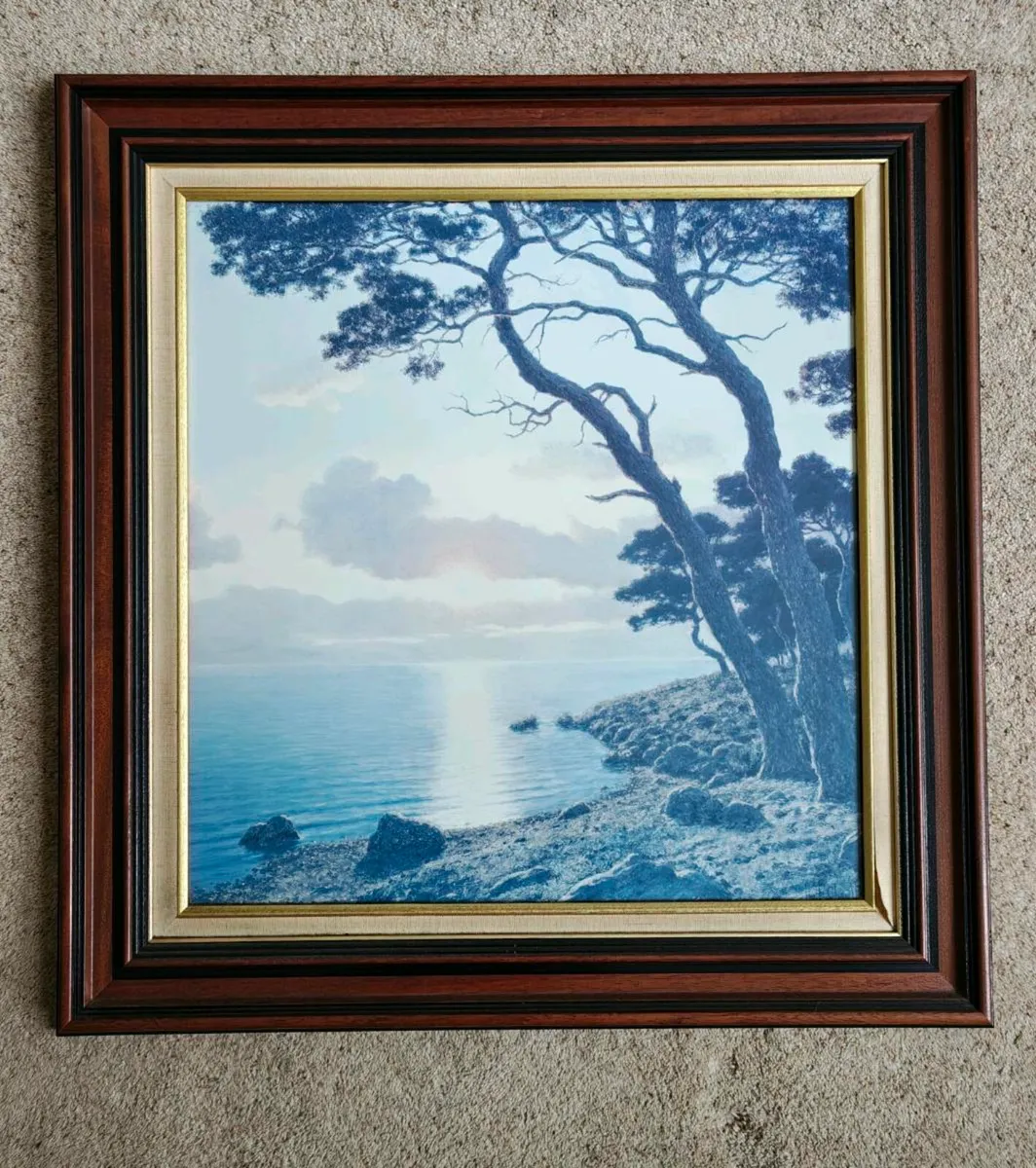 Large framed coastal print (74 × 71 cm)