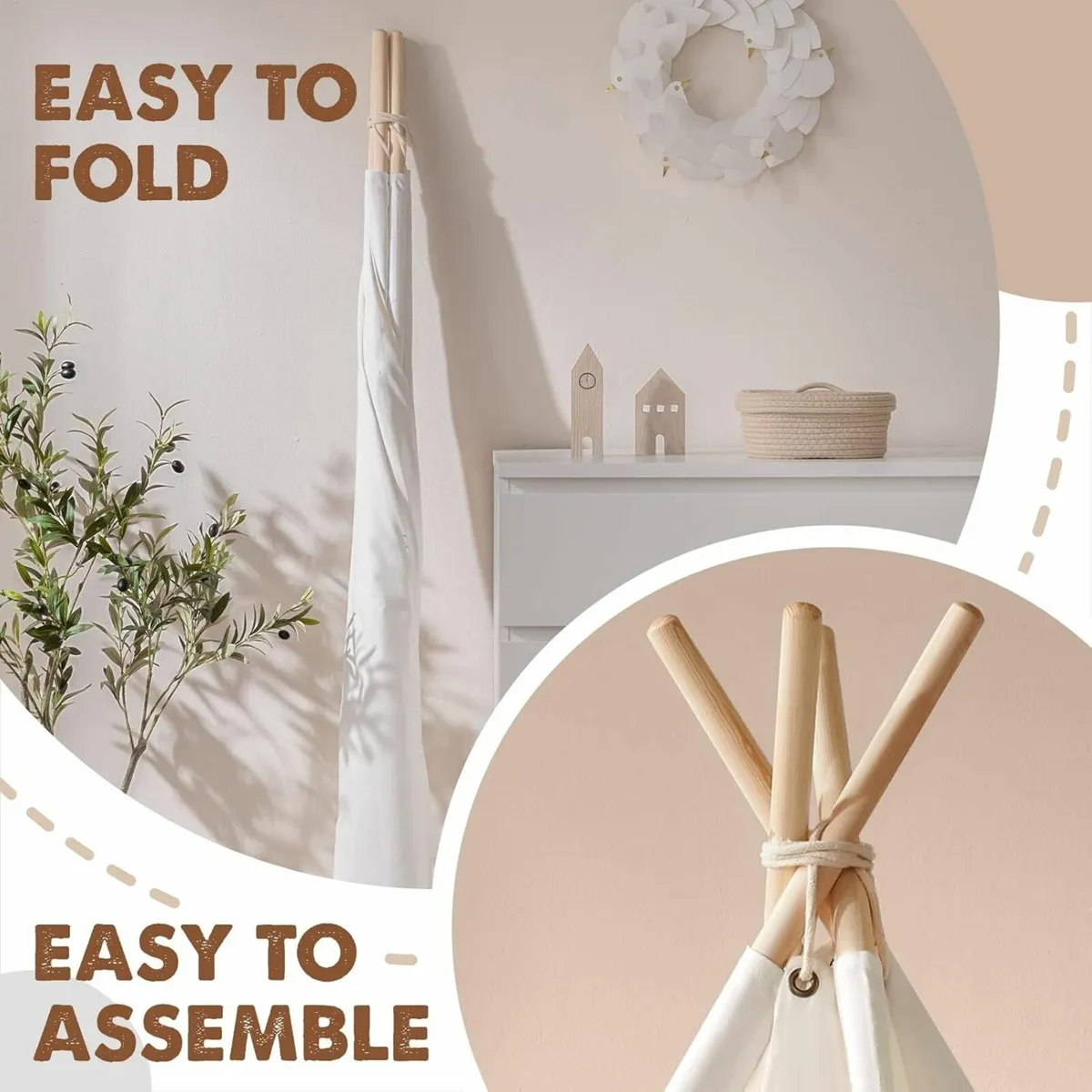 Teepee Tent for Kids with Padded Mat Light String - Image 3