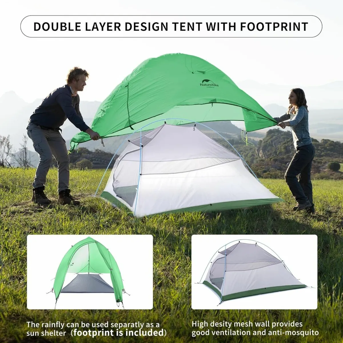 Cloud Up 2 Upgrade Camping Tent Person 3-4 Season - Image 3