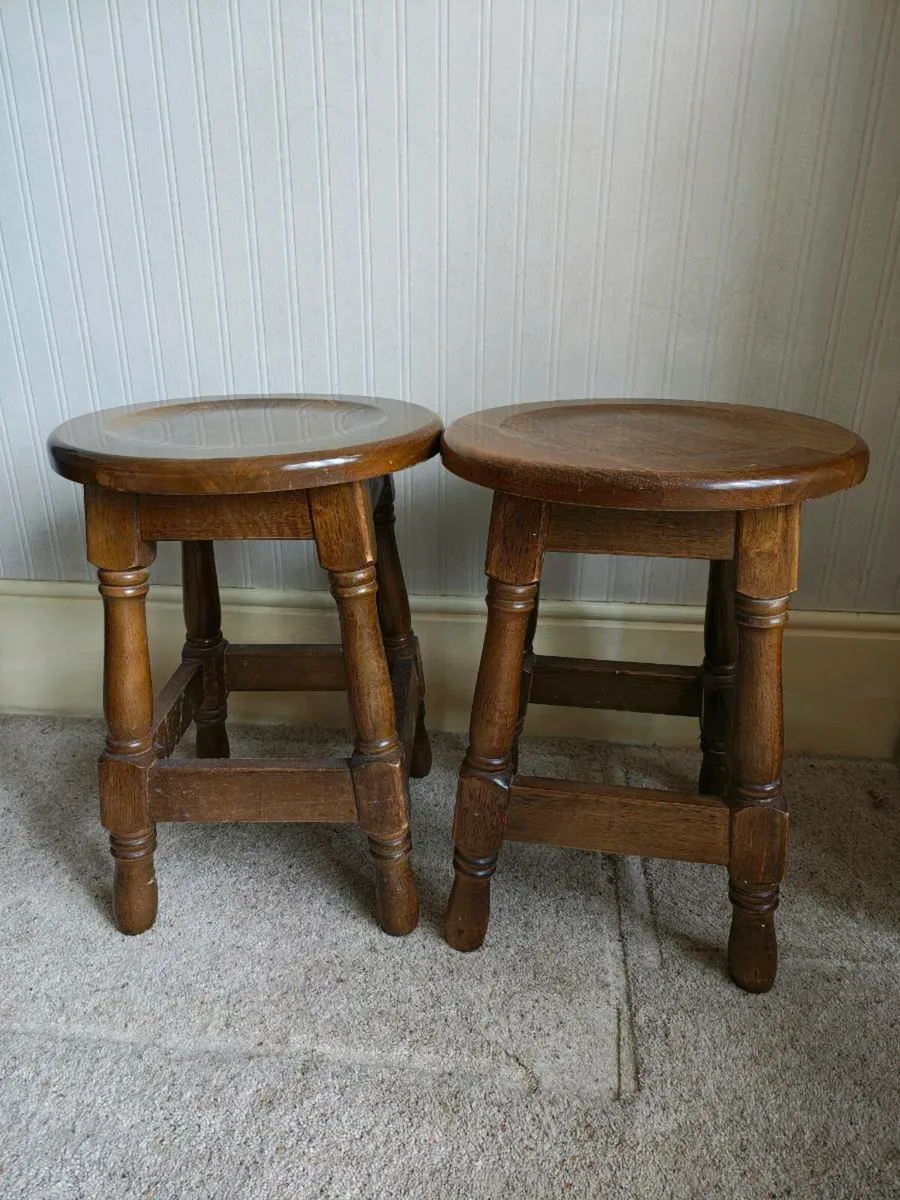 Pair of solid wooden stools - Image 1