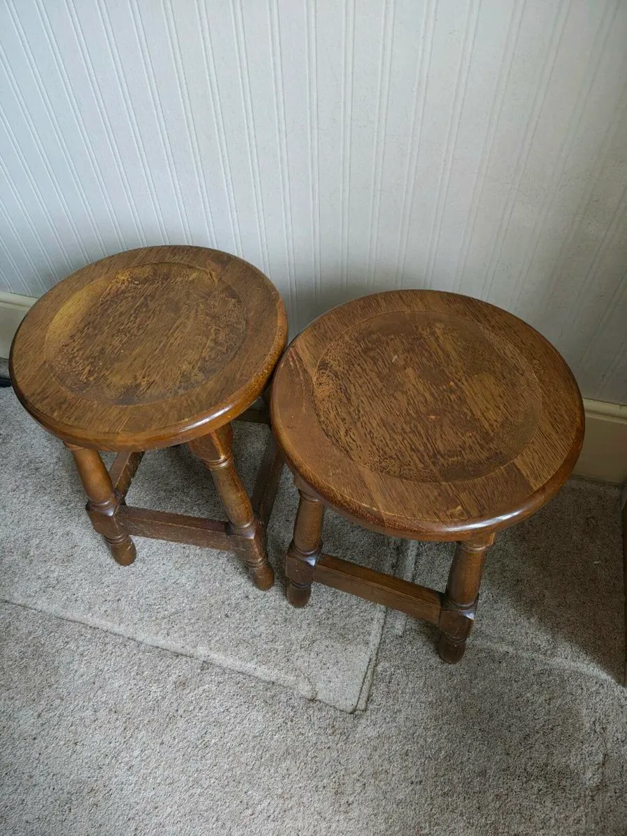 Pair of solid wooden stools - Image 2