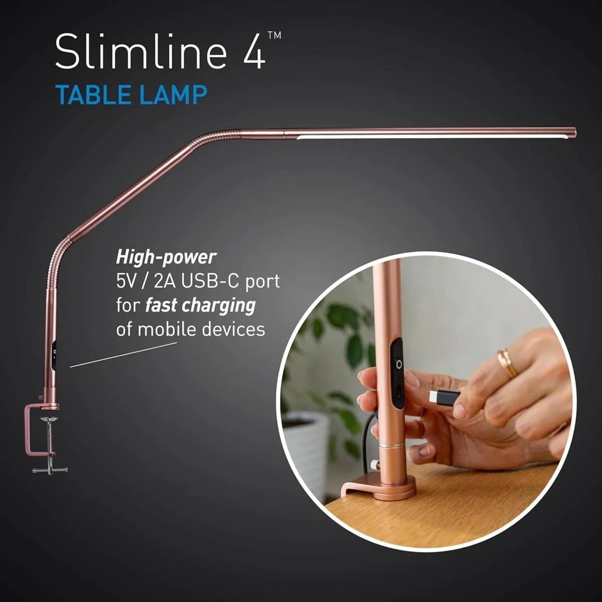 Slimline 4™ LED Table Lamp in Rose Gold - 6 000K - Image 2