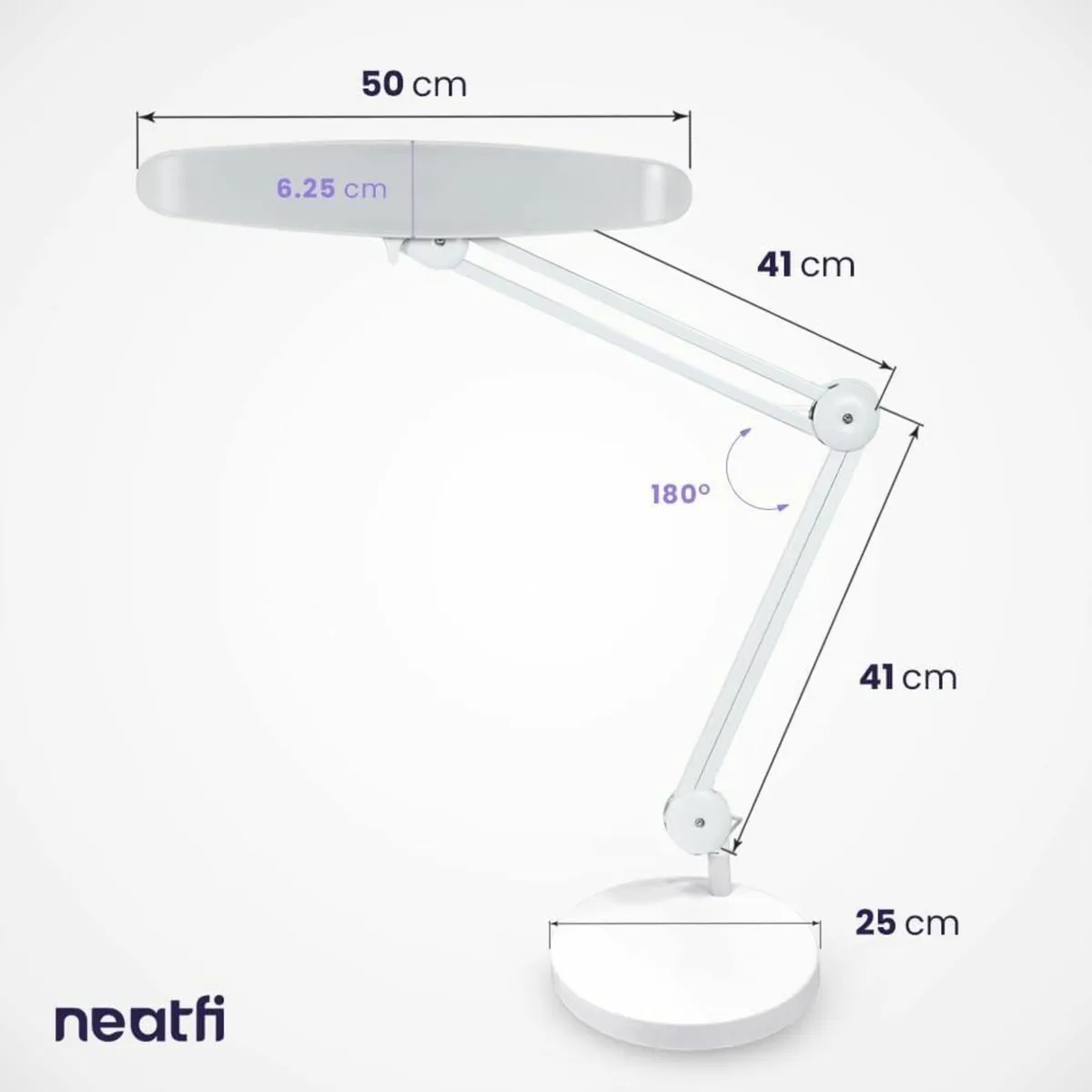 XL LED Desk Lamp with Base Lumens 24W 50cm Wide - Image 2