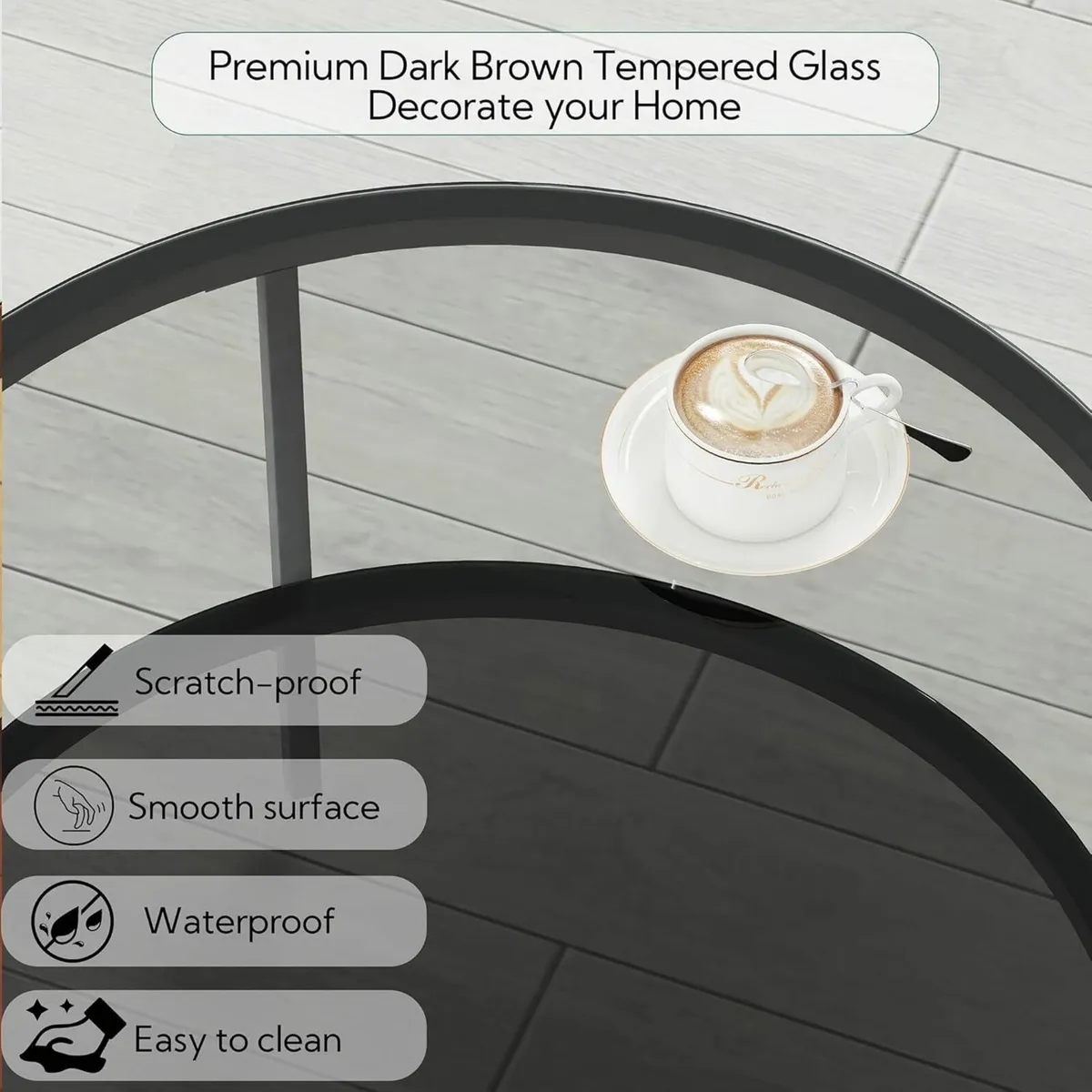 Round Glass Coffee Tables for Living Room 2-Tier - Image 4