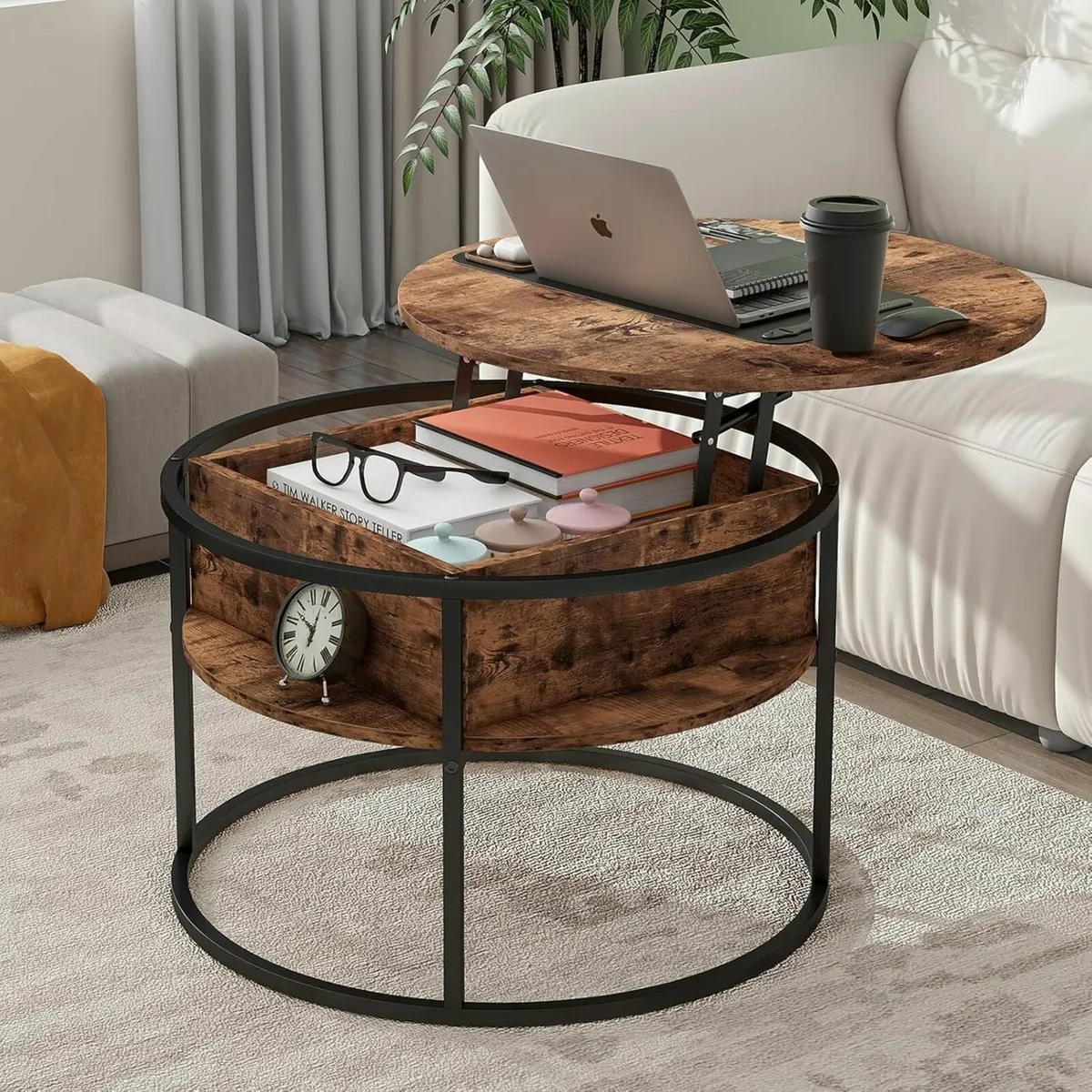 Round Coffee Table Lift Top Tables for Living - Image 1