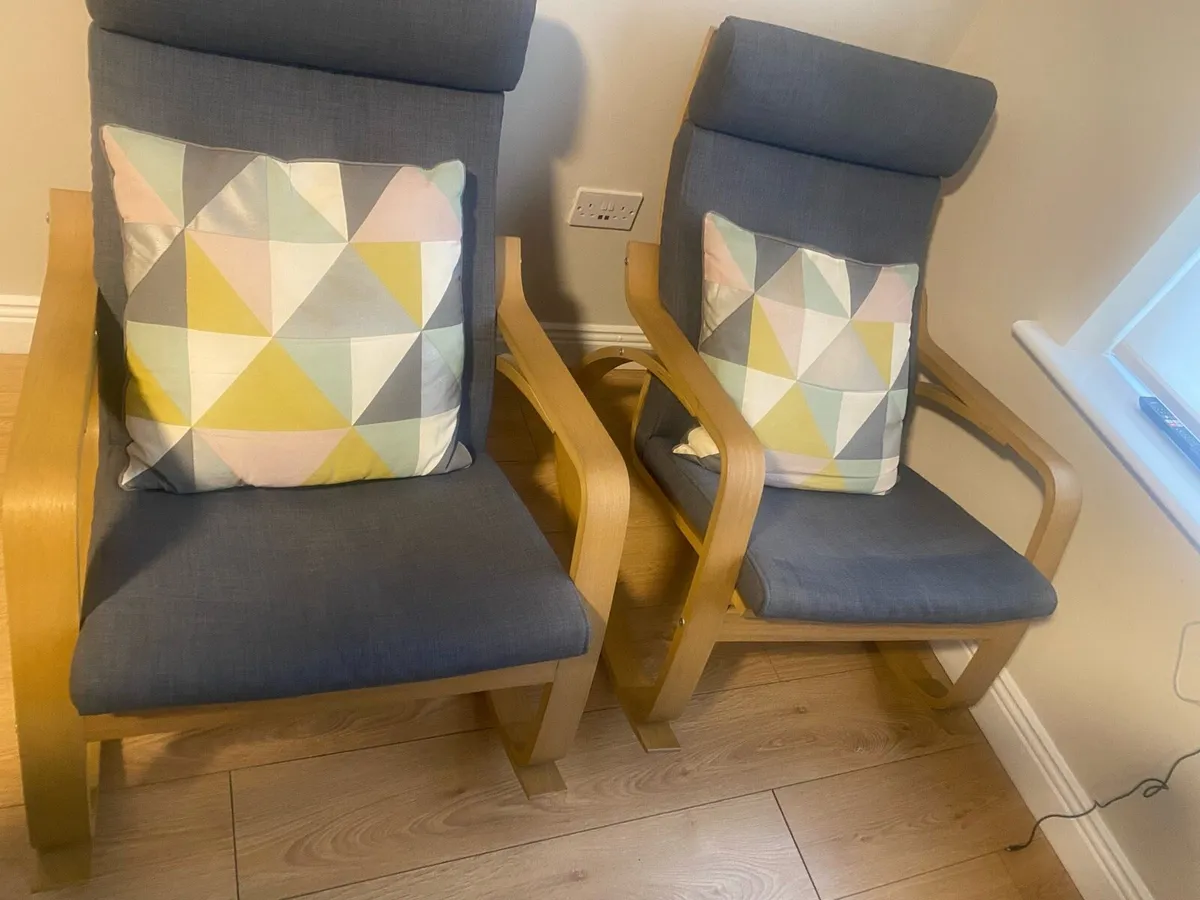 POÄNG Rocking-chair, white stained oak veneer x 2 - Image 1