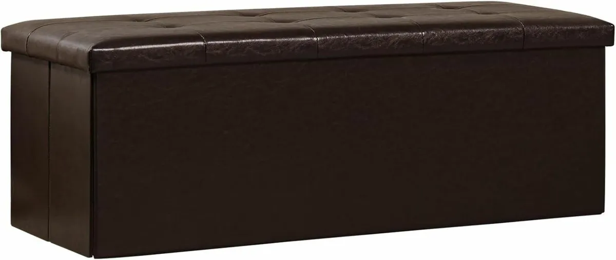 Storage Ottoman End of Bed Bench Faux Leather - Image 1
