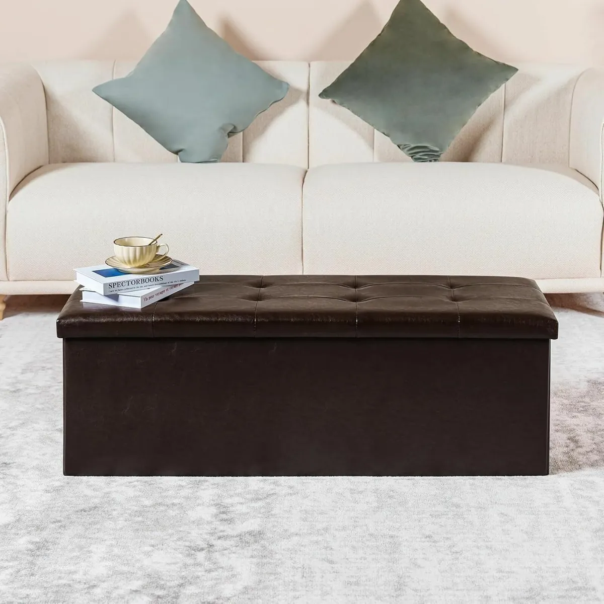 Storage Ottoman End of Bed Bench Faux Leather - Image 4