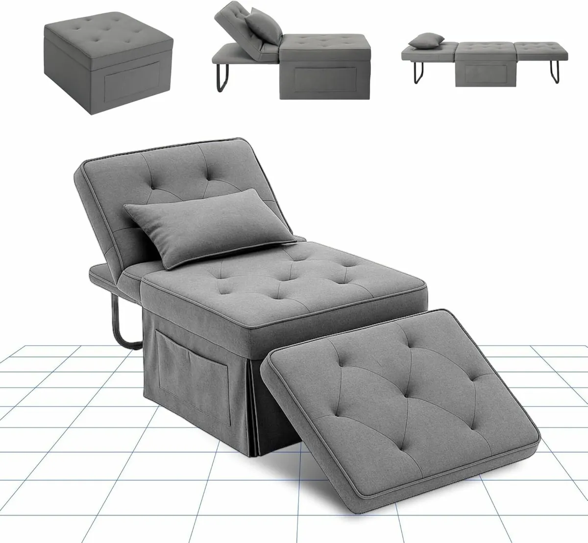 Sofa Bed 4-in-1 Folding Convertible Single Chair - Image 1