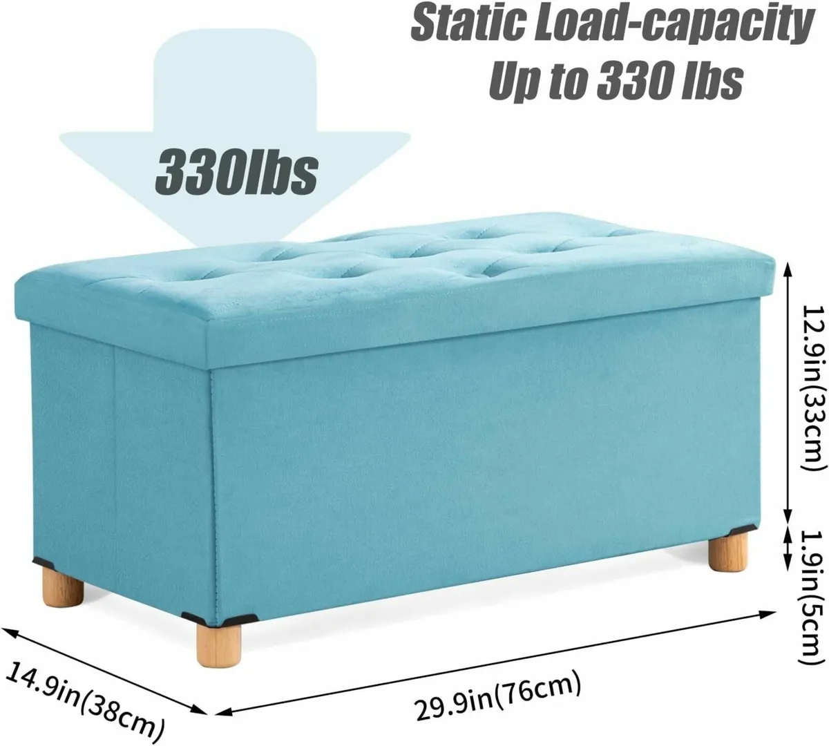 Ottoman Storage Box with 4 Wood Legs Velvet for - Image 2