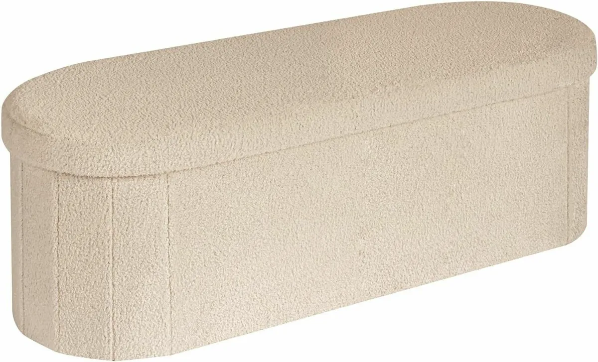 Ottoman Storage Bench Folding Boucle Footstool - Image 1