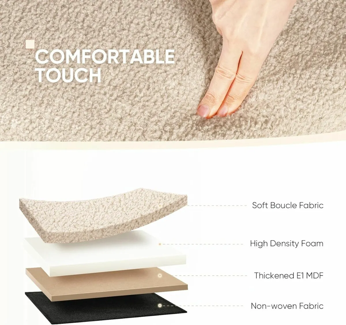 Ottoman Storage Bench Folding Boucle Footstool - Image 4