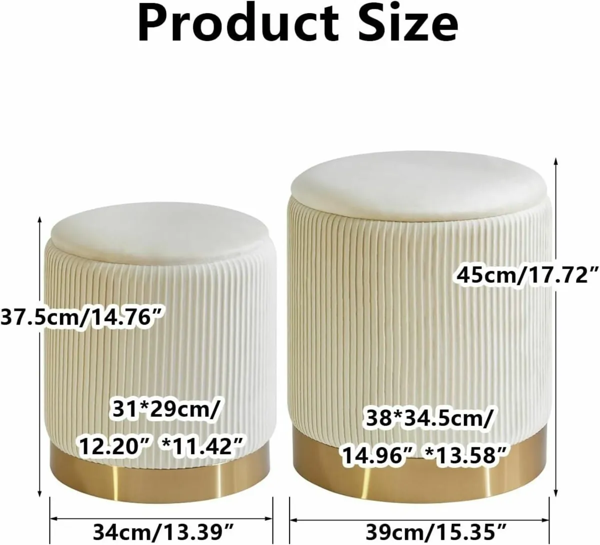 Set of 2 Round Ottoman with Storage for Metal - Image 3