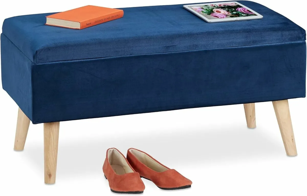 ottoman storage bench velvet upholstery 40l - Image 1