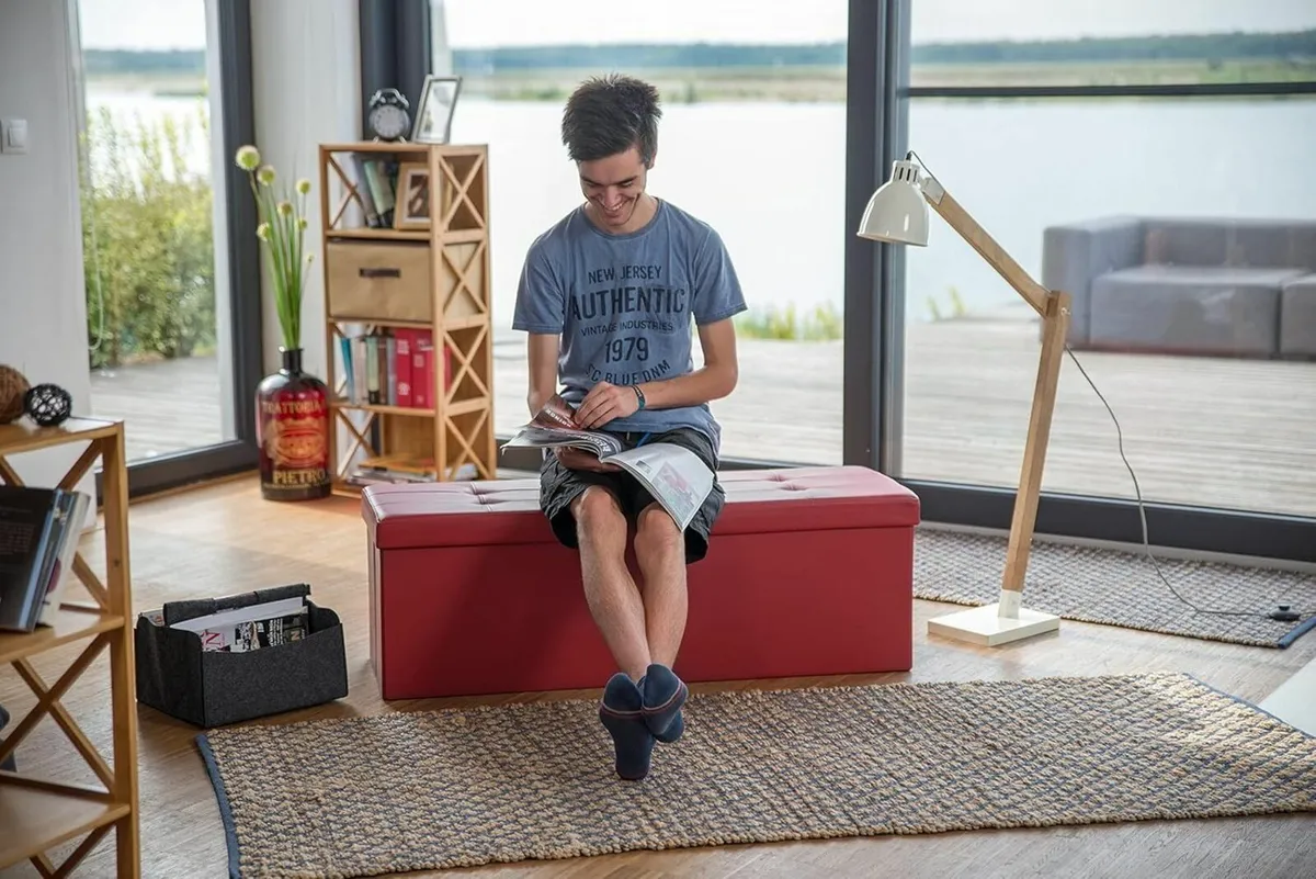 Folding Storage Ottoman XL 38 x 114 cm Sturdy - Image 2