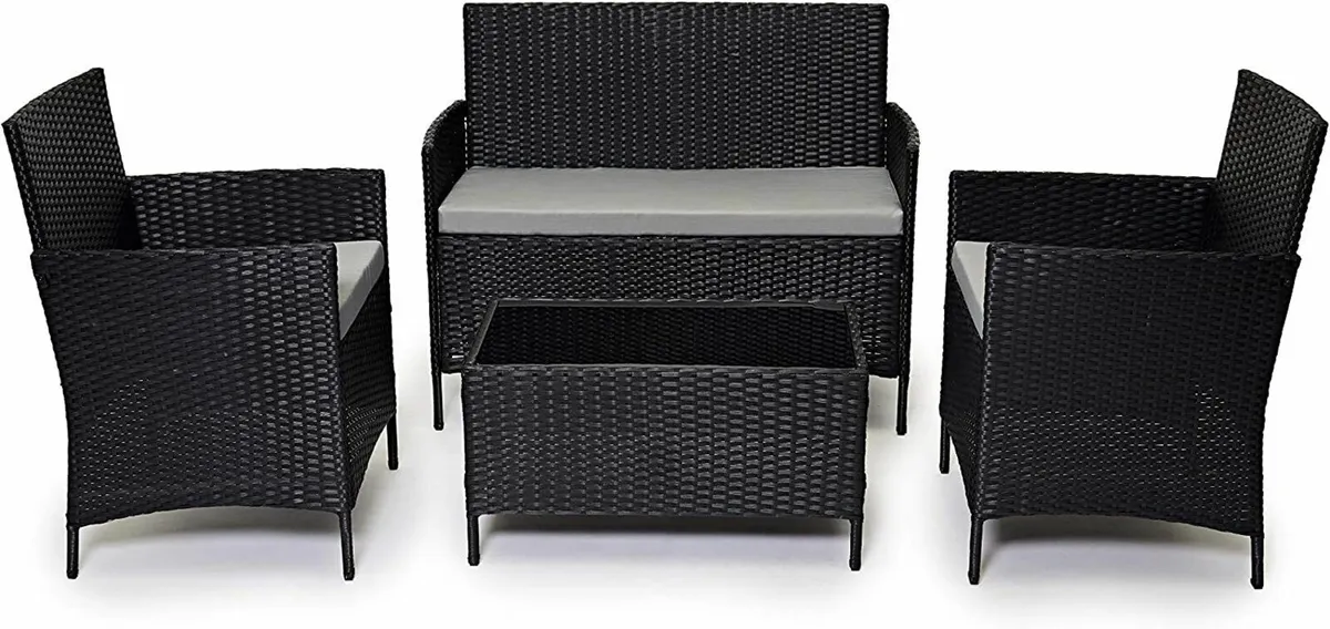 4pc Rattan Garden Furniture Set Wicker Cushions - Image 4