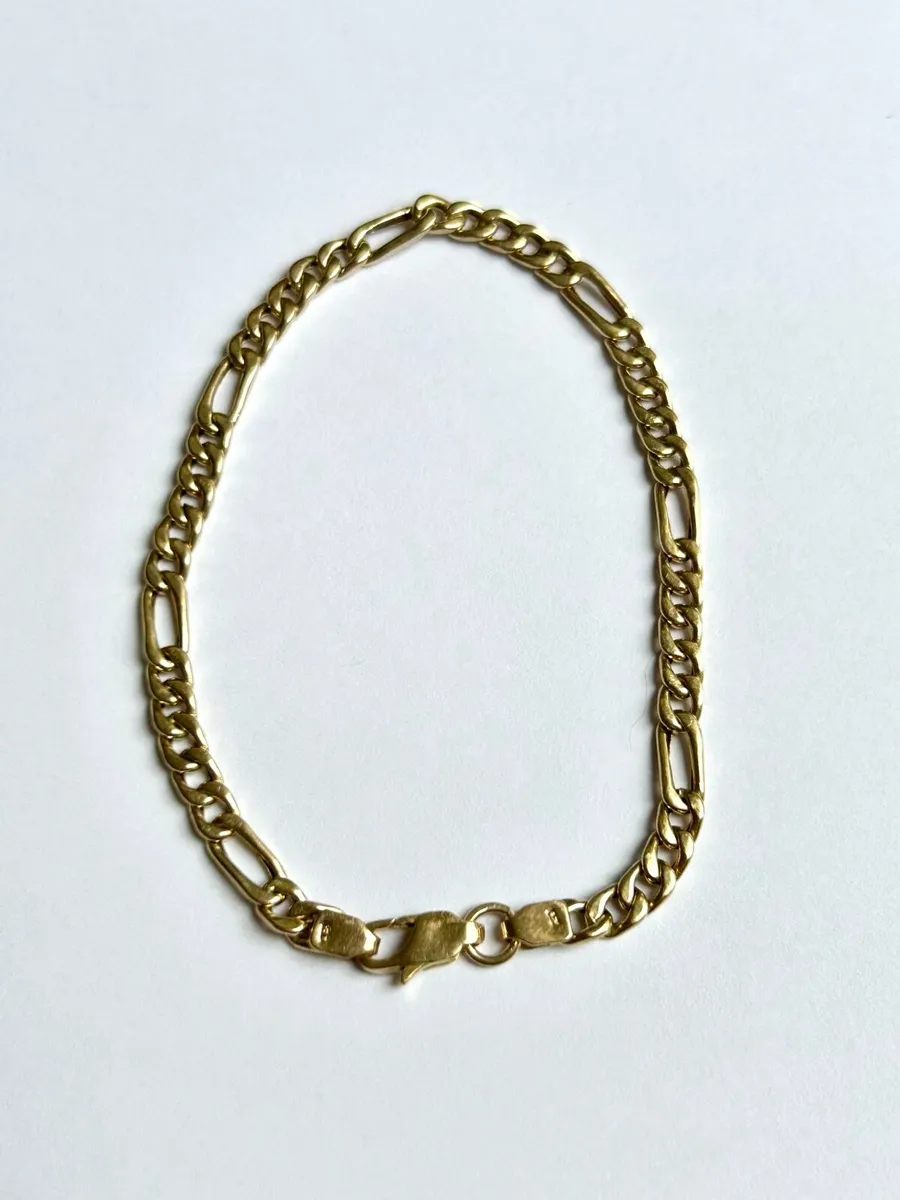 Solid 18ct Yellow Gold Figaro Chain Bracelet 5.2g - Image 2