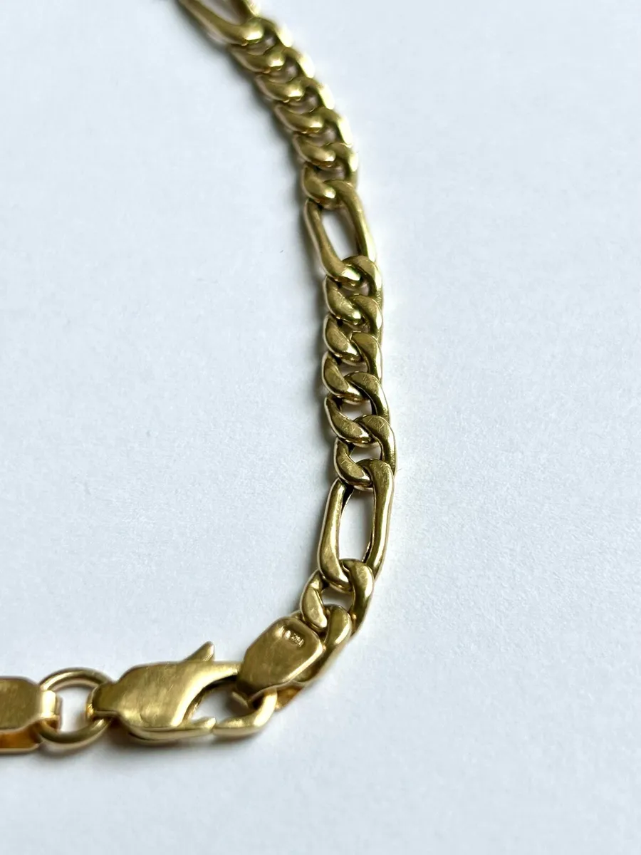 Solid 18ct Yellow Gold Figaro Chain Bracelet 5.2g - Image 3