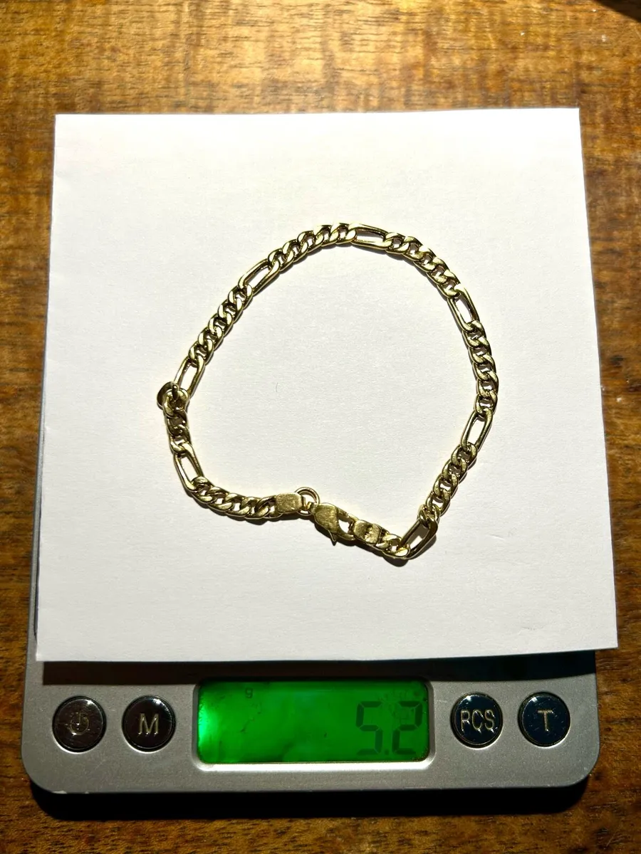 Solid 18ct Yellow Gold Figaro Chain Bracelet 5.2g - Image 4