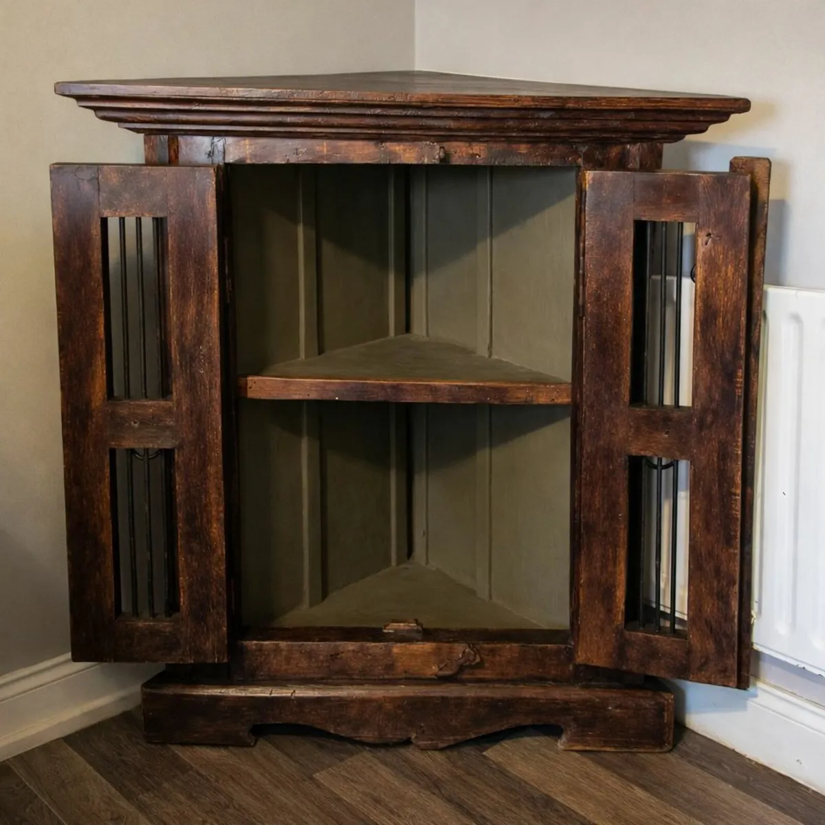 Antique Indonesian Solid Wood Corner Cabinet - Image 2