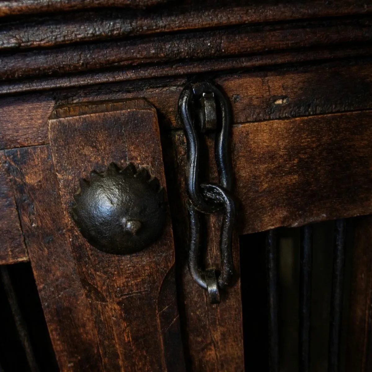 Antique Indonesian Solid Wood Corner Cabinet - Image 4