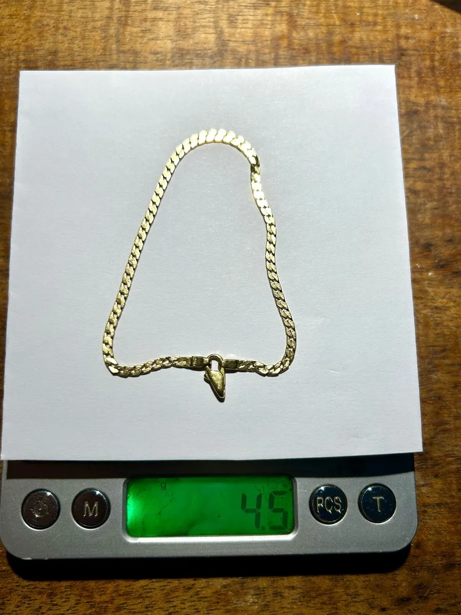 18ct Gold Diamond Cut Curb Link Bracelet 4.5g - Image 4