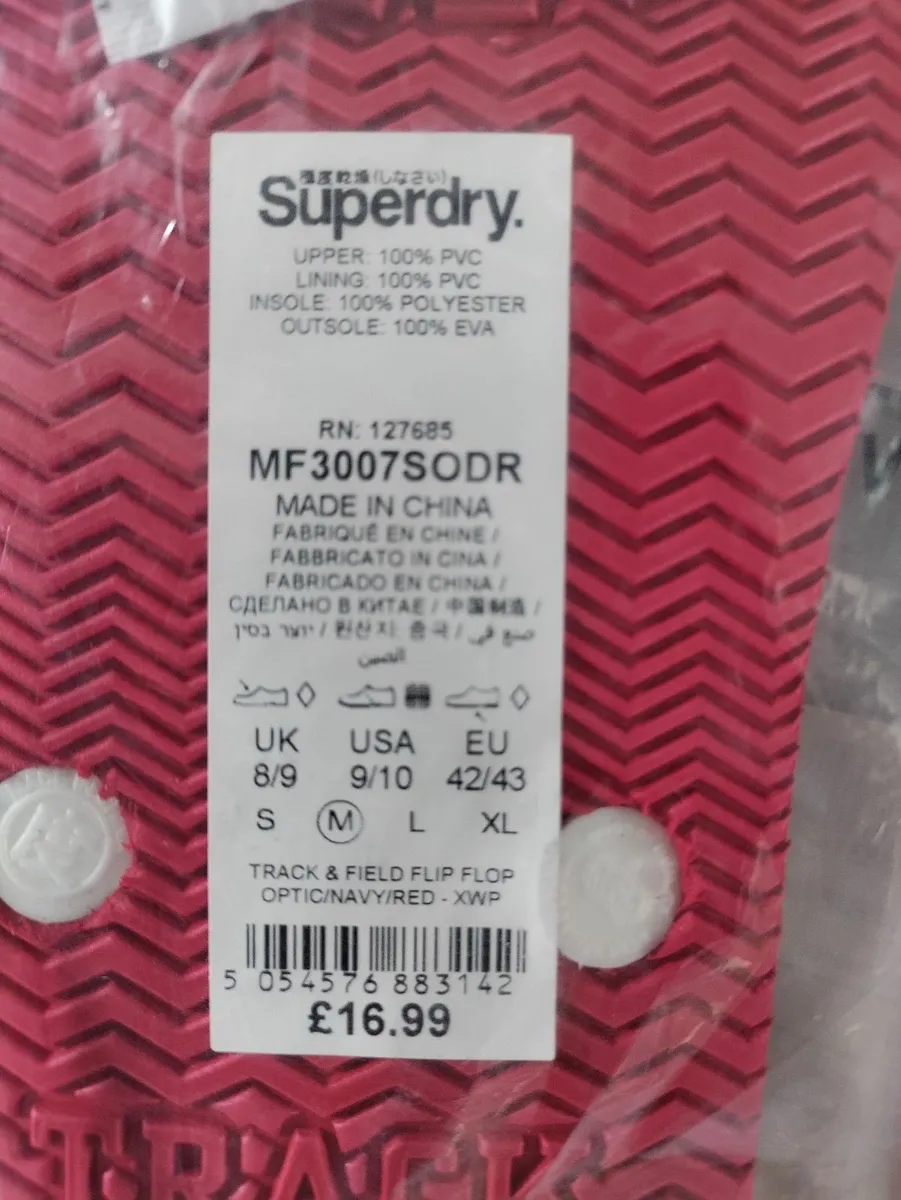 Superdry Track and Field Flip Flops 8/9uk New - Image 3