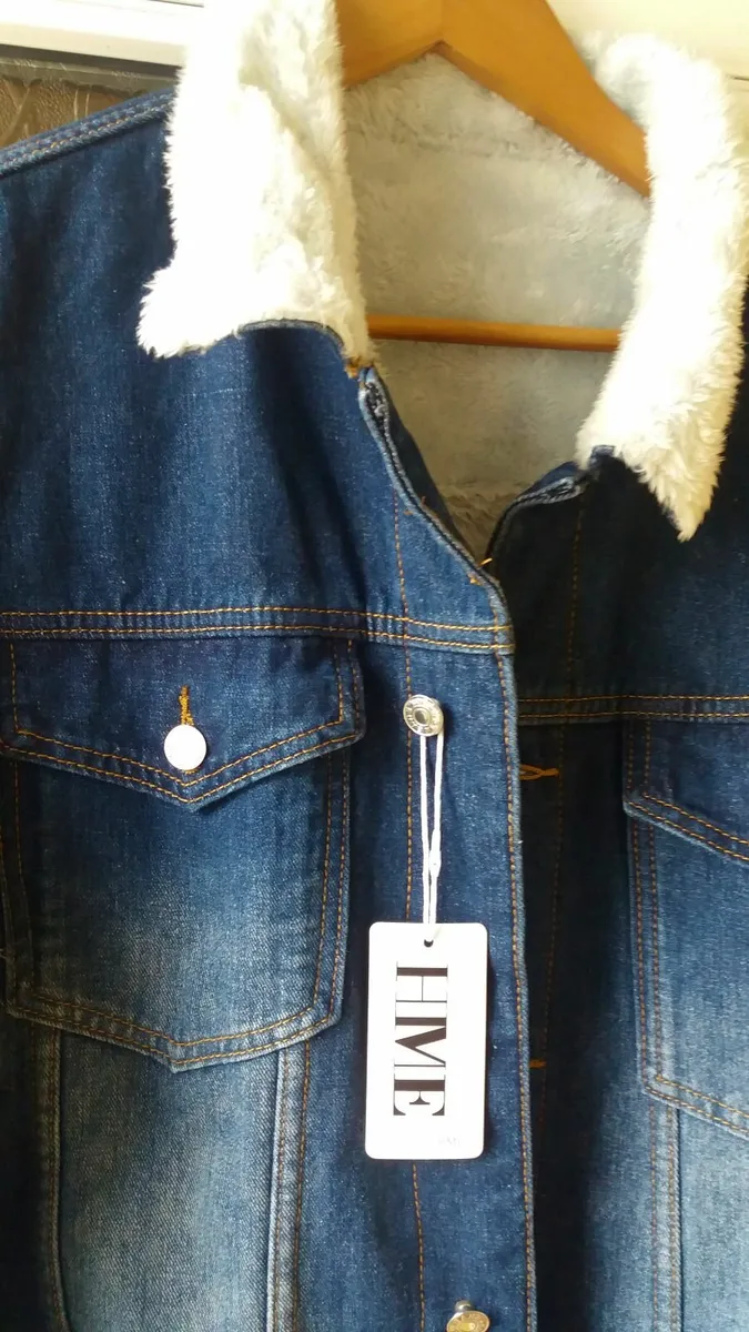 NEW Classic Sherpa Dark Denim Jacket XXL - Image 1