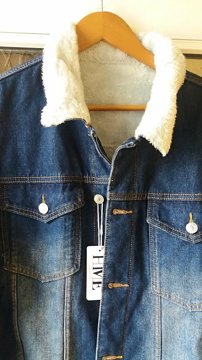 NEW Classic Sherpa Dark Denim Jacket XXL - Image 3