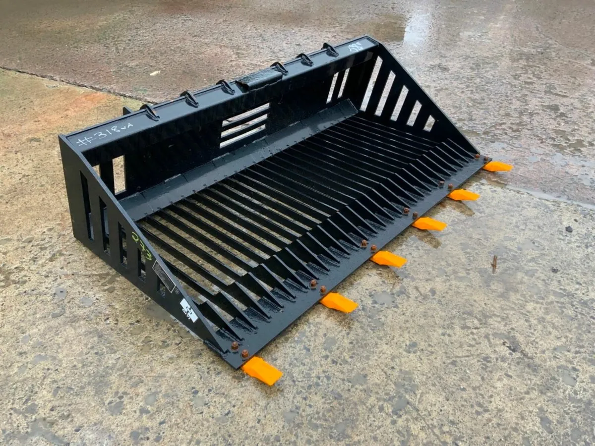 UNUSED SKID STEER STONE RAKE / BUCKET....318wa - Image 2
