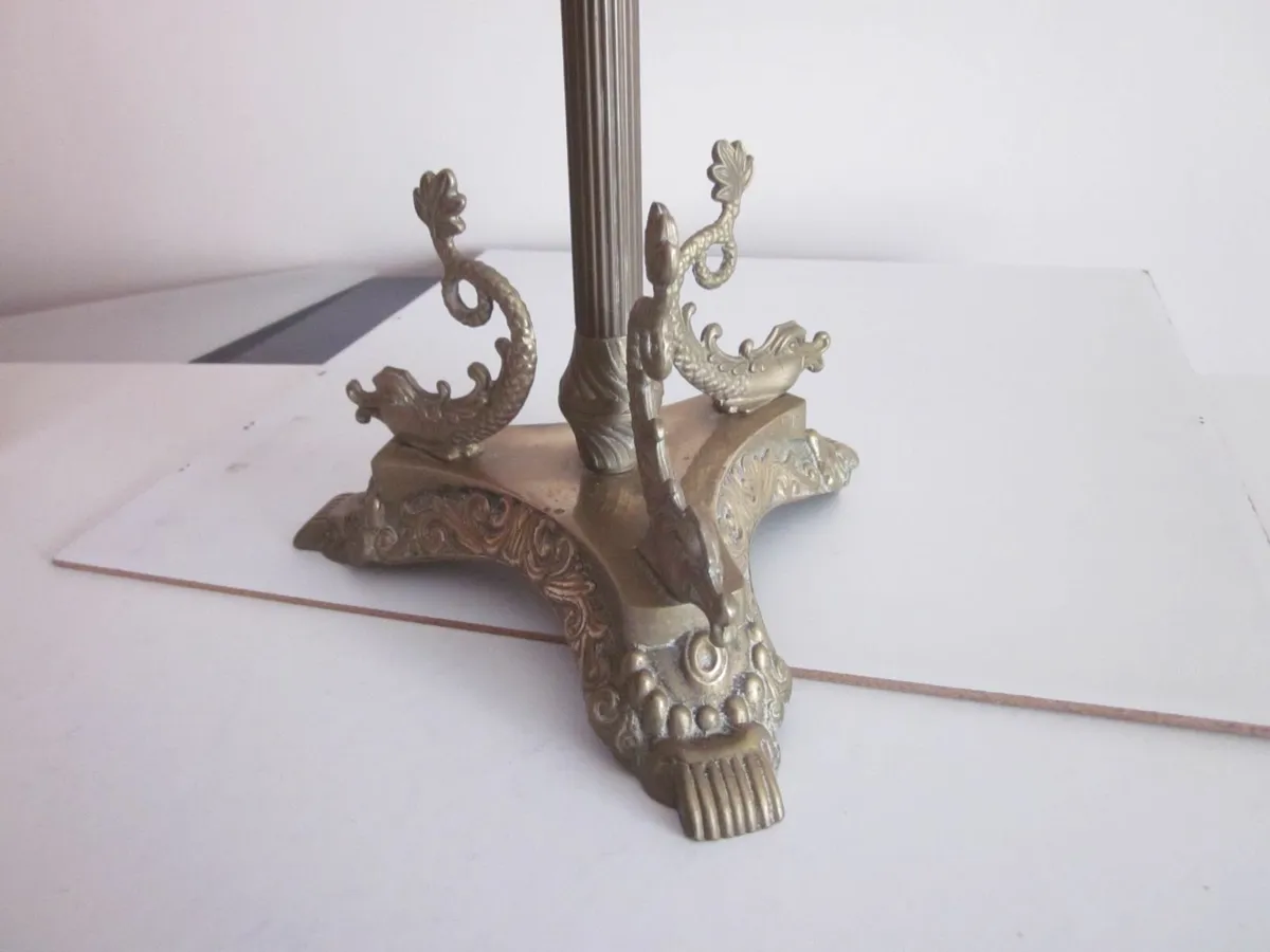 Antique Embossed Brass Ornate Standing  Ashtray - Image 4