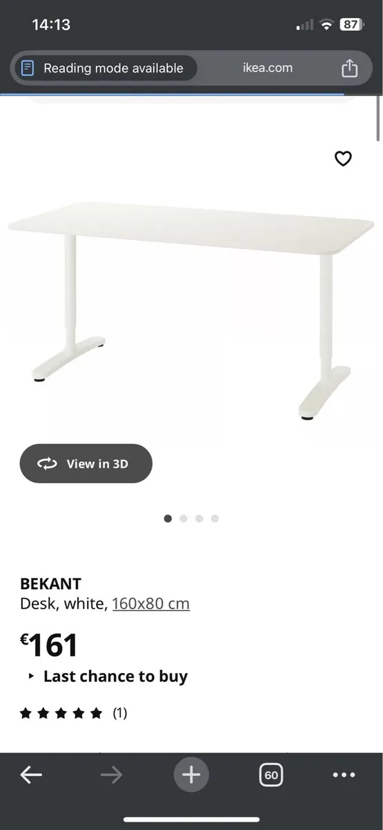 IKEA BEKANT Desk, white, 160x80 cm - Image 2
