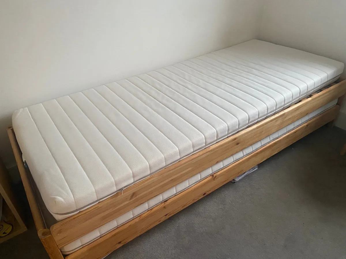 2 Stackable IKEA Single Beds with Mattresses - Image 1