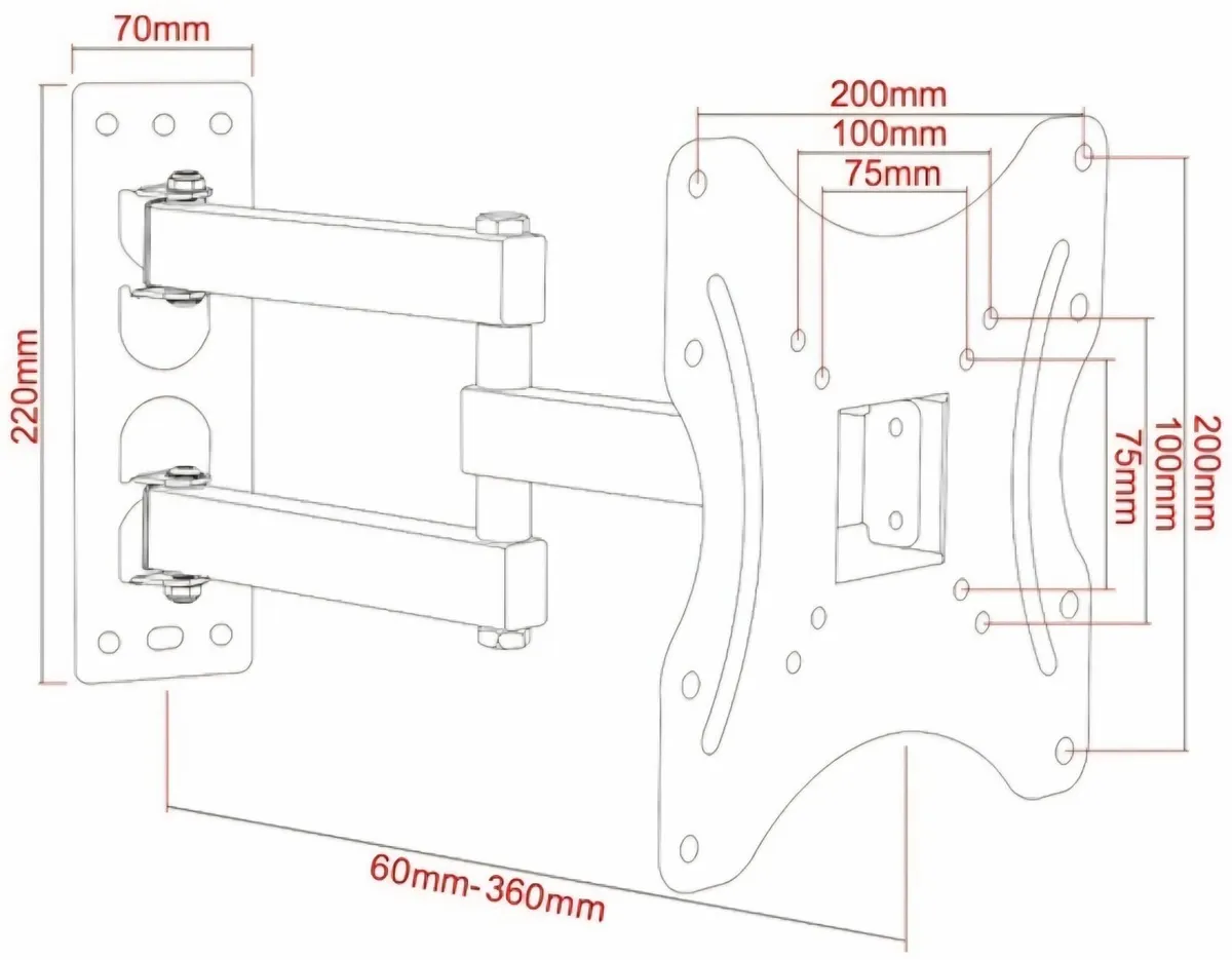 TV Wall Mount Bracket Arm Tilt Swivel 19-42" - Image 2