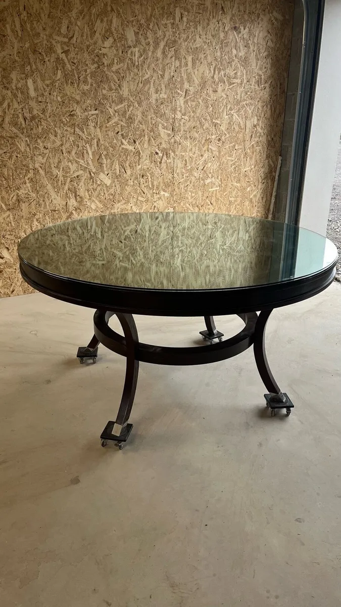 Large 1.5m Solid Wood & Glass Statement Table - Image 2