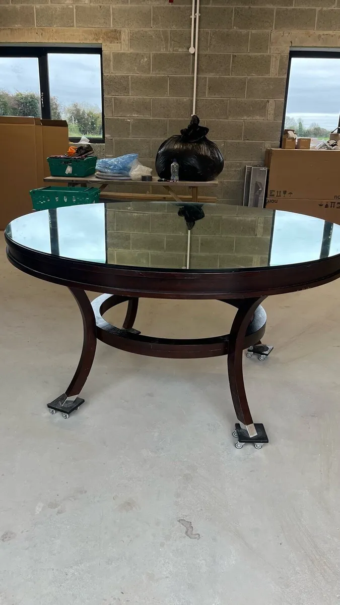 Large 1.5m Solid Wood & Glass Statement Table - Image 1