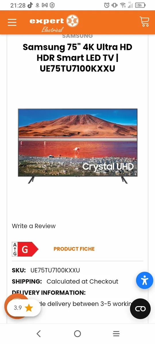 Samsung 75inch 4k UHD  Crystal smart tv - Image 2