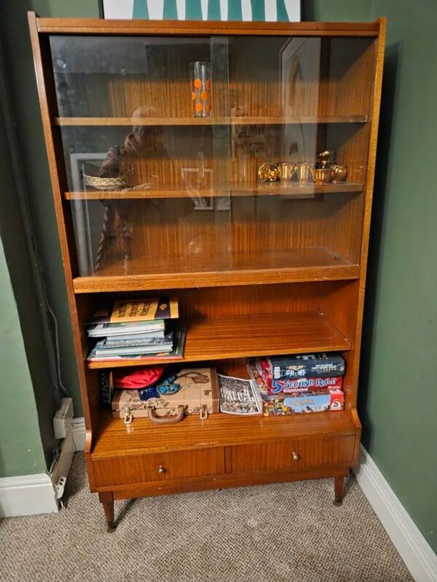 Mid Century Glazed Display Cabinet with drawers - Image 1