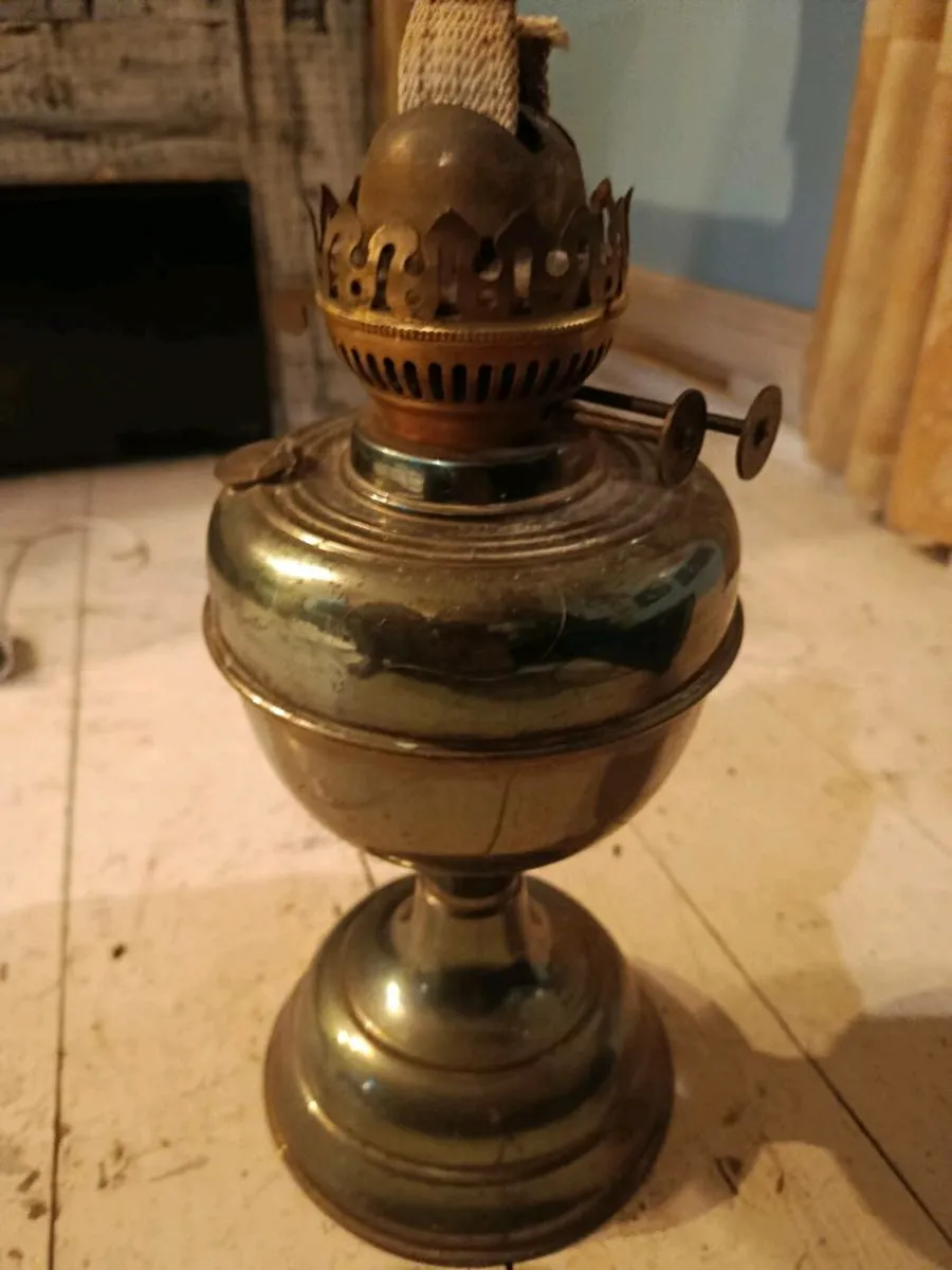 100 year old + wick brass lantern with glass globe - Image 3