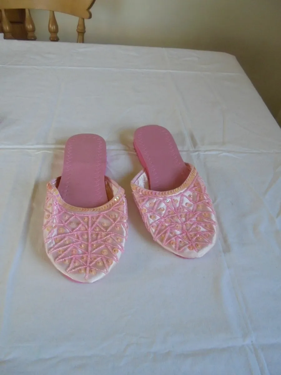 Ladies Pink Beaded Mules for Sale - Image 1