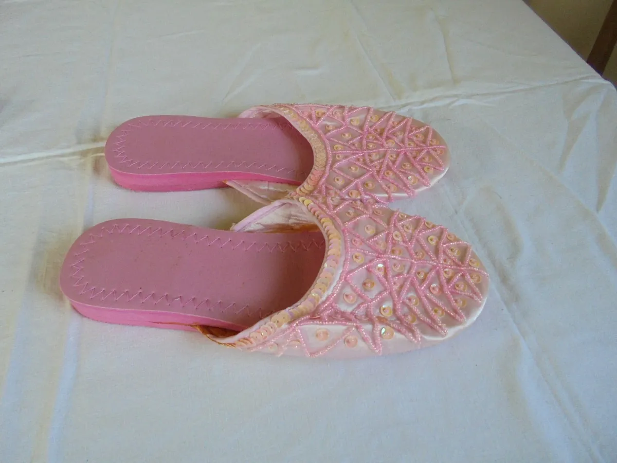 Ladies Pink Beaded Mules for Sale - Image 3