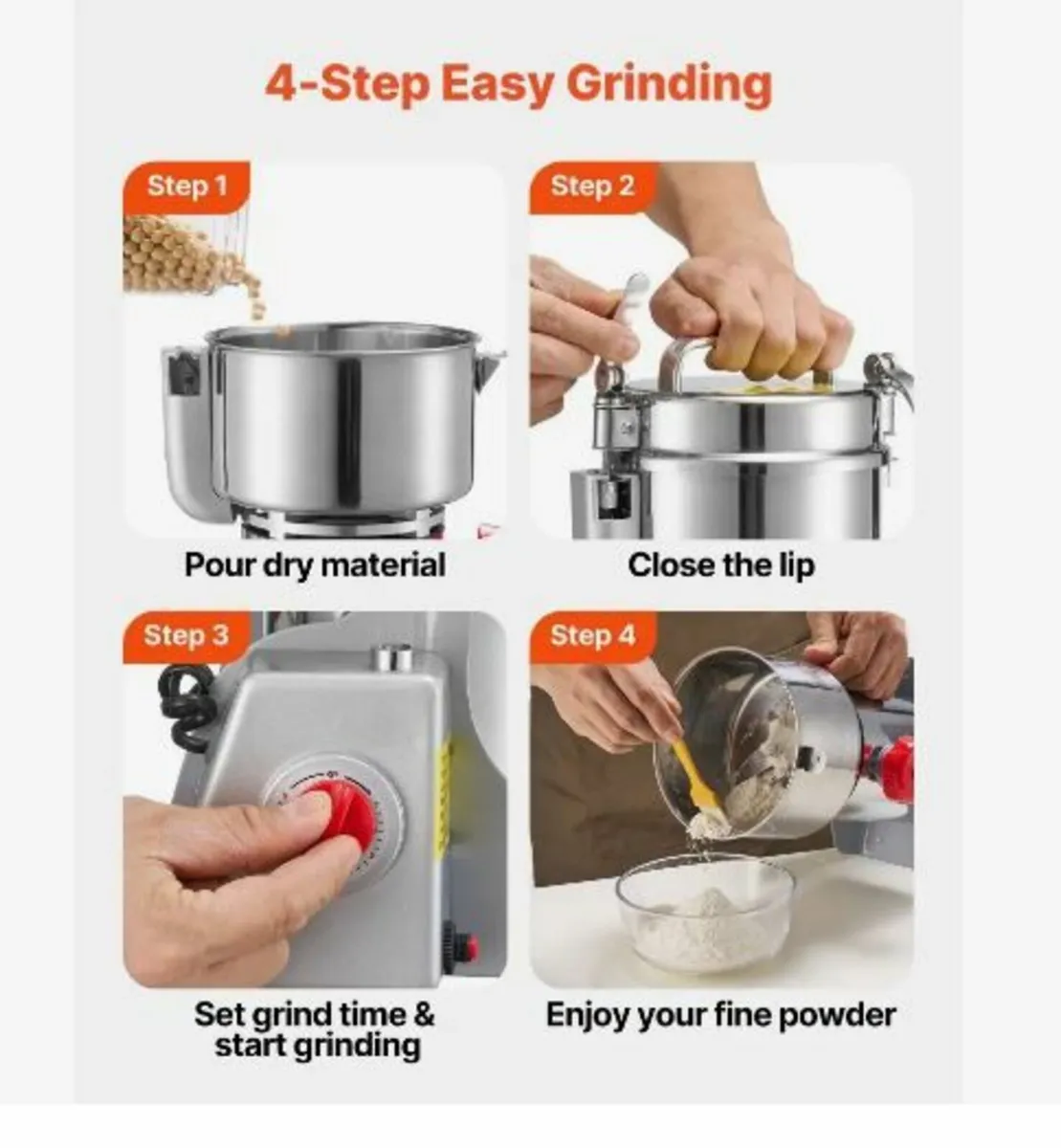 Electric Grain Mill Grinder, 800g Commercial - Image 4