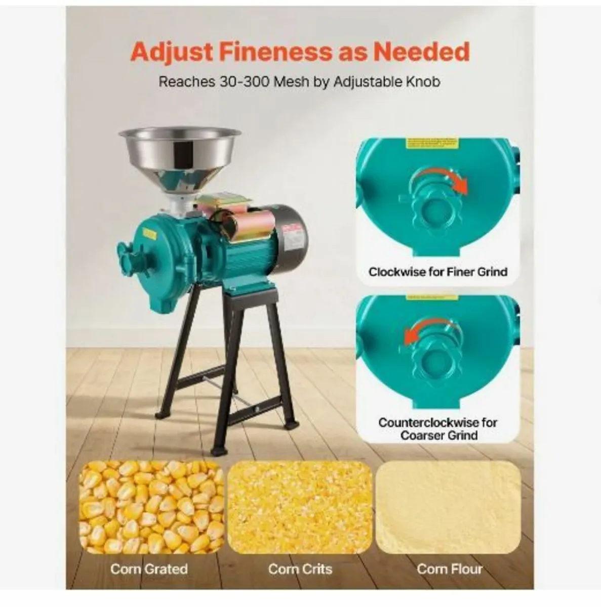 Electric Grain Mill Grinder, 110 lbs/H Commercial - Image 2