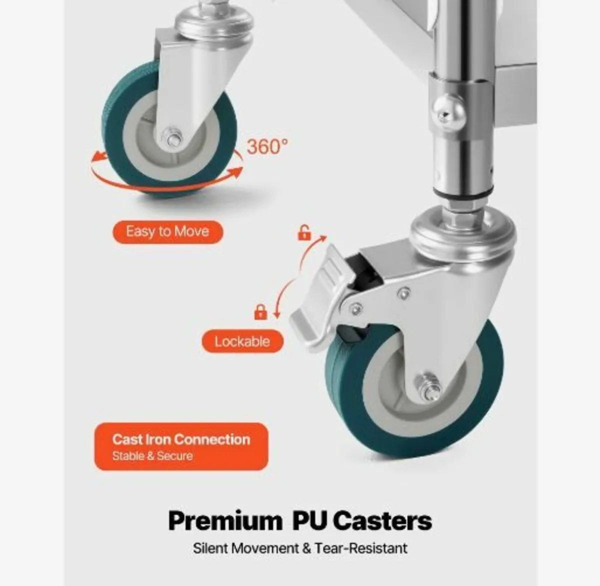 Stainless Steel Cart, 3-Tier - Image 2