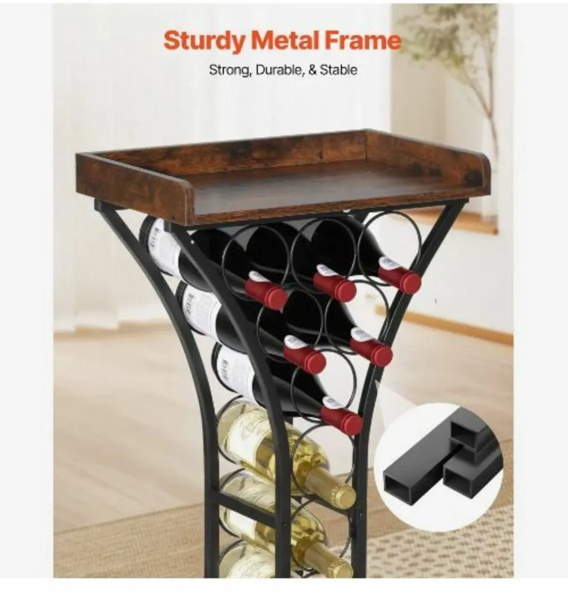 15 Bottle Wine Rack,Iron Freestanding - Image 3